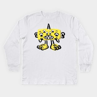 Little Big Foot Doodle Monster Kids Long Sleeve T-Shirt